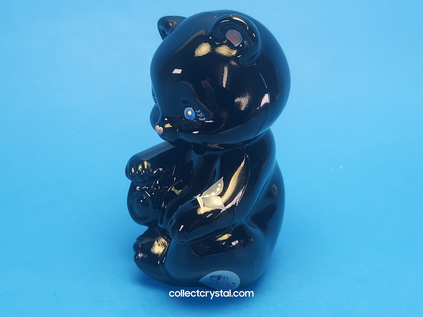 Fenton Glass Black Bear sitting Figurine Hand Painted