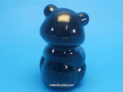 Fenton Glass Black Bear sitting Figurine Hand Painted