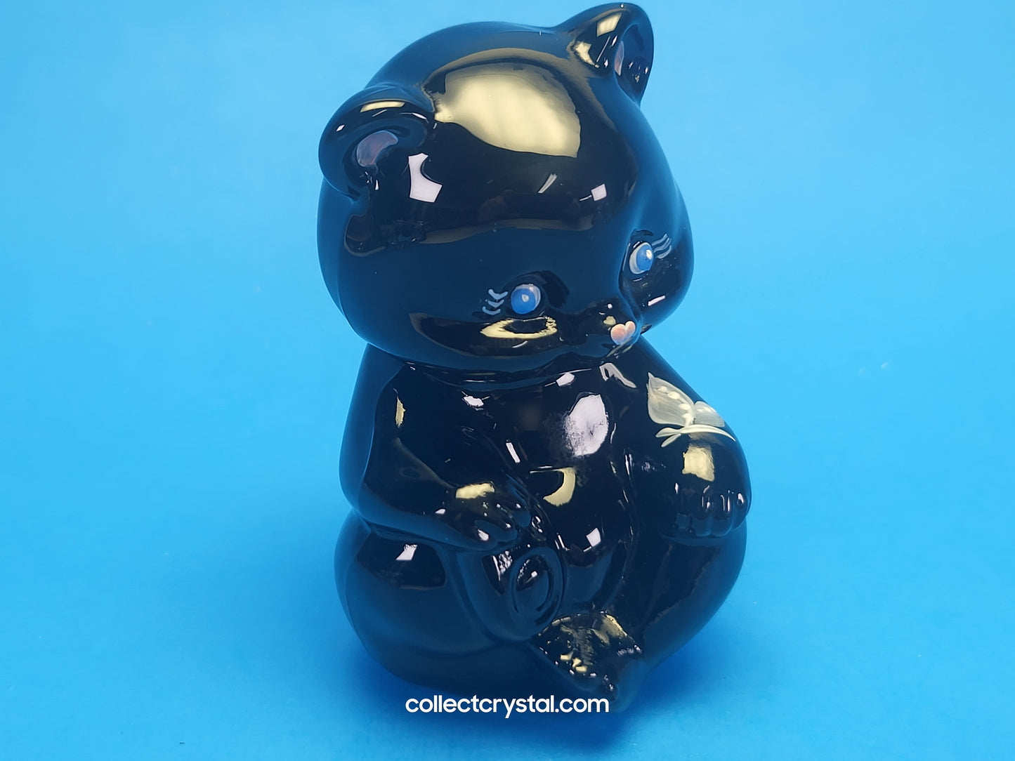 Fenton Glass Black Bear sitting Figurine Hand Painted