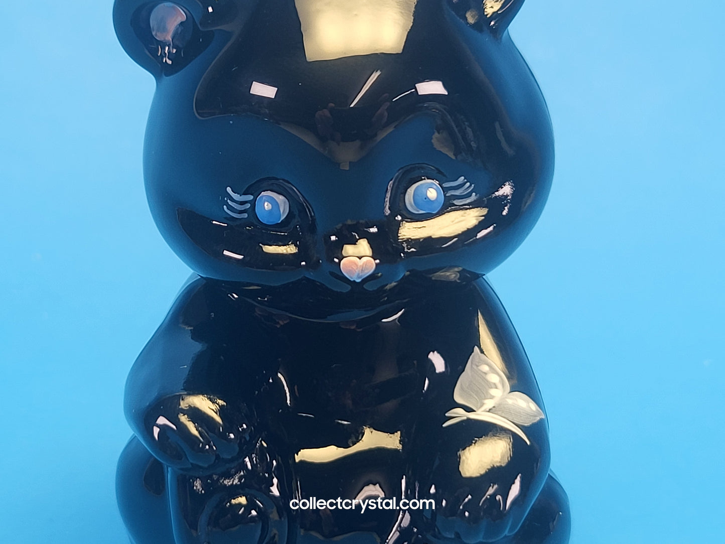 Fenton Glass Black Bear sitting Figurine Hand Painted