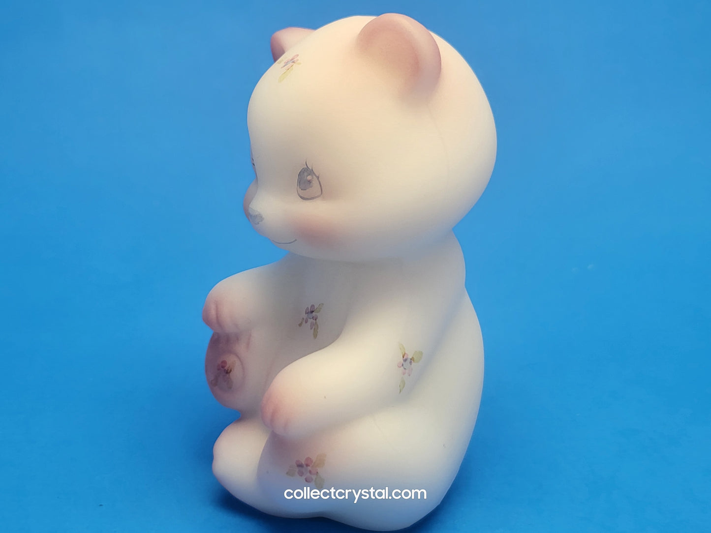 Fenton Opal Satin Pink Hand Painted Sitting Bear