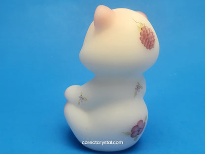 Fenton Opal Satin Pink Hand Painted Sitting Bear