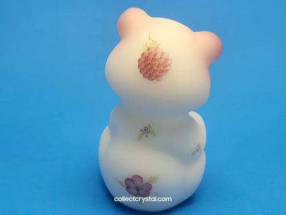 Fenton Opal Satin Pink Hand Painted Sitting Bear