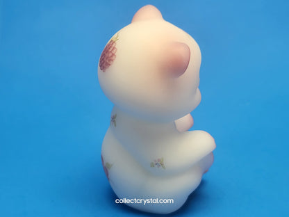 Fenton Opal Satin Pink Hand Painted Sitting Bear