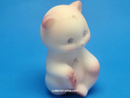 Fenton Opal Satin Pink Hand Painted Sitting Bear