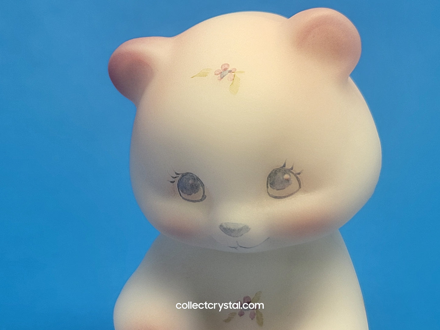 Fenton Opal Satin Pink Hand Painted Sitting Bear