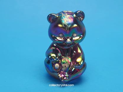 FENTON RED CARNIVAL GLASS SITTING BEAR hand painted signed K. Sponsler FIGURINE