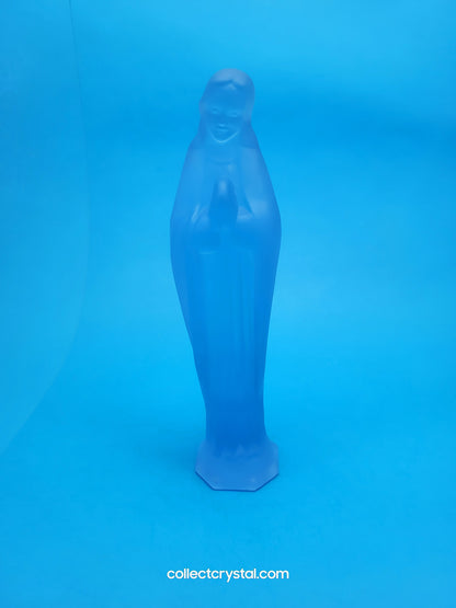 MOSSER Glass Religious Blue Satin  Virgin Mary 7" Figurine