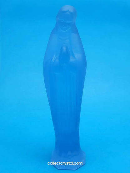 MOSSER Glass Religious Blue Satin  Virgin Mary 7" Figurine