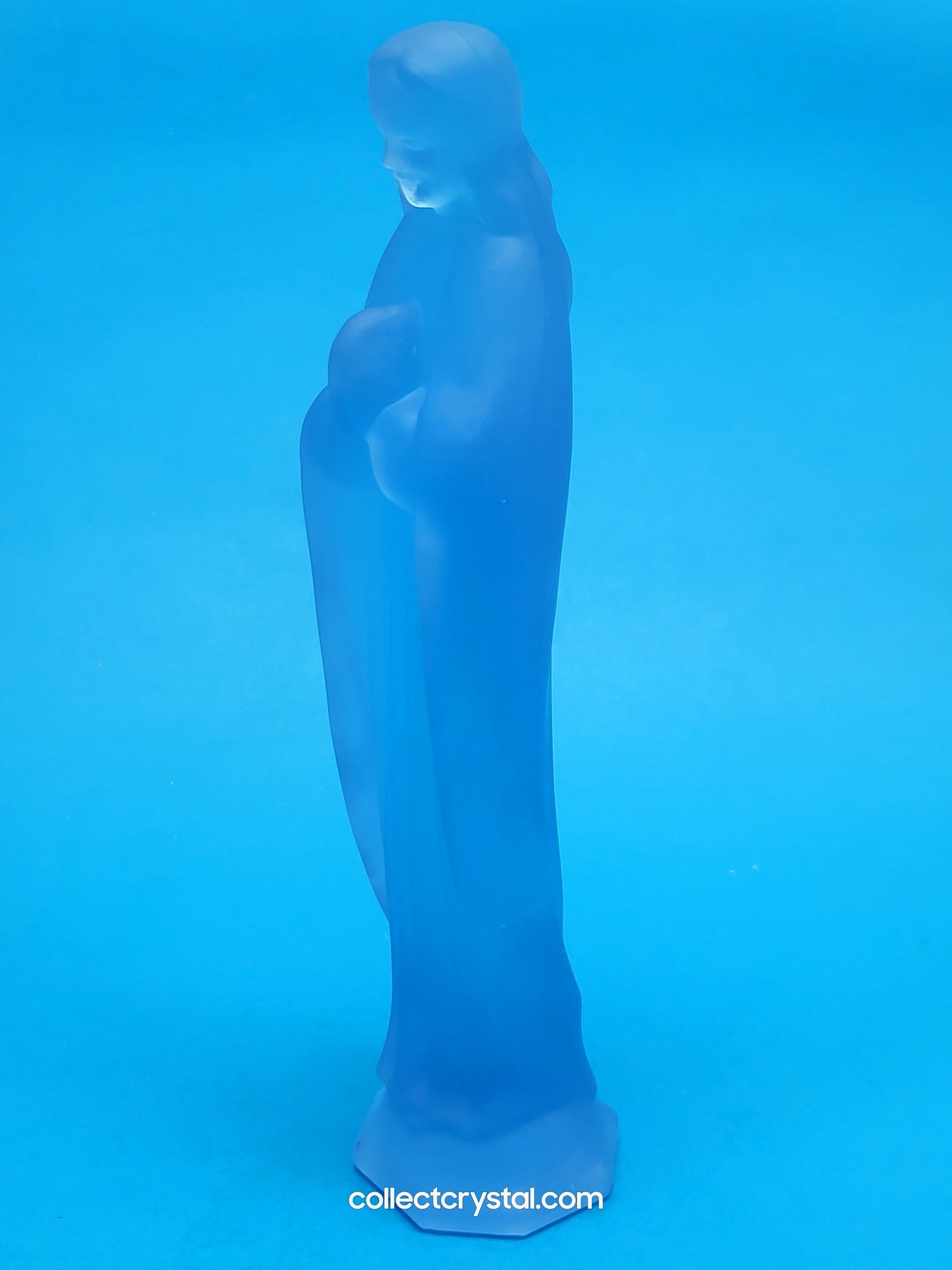 MOSSER Glass Religious Blue Satin  Virgin Mary 7" Figurine