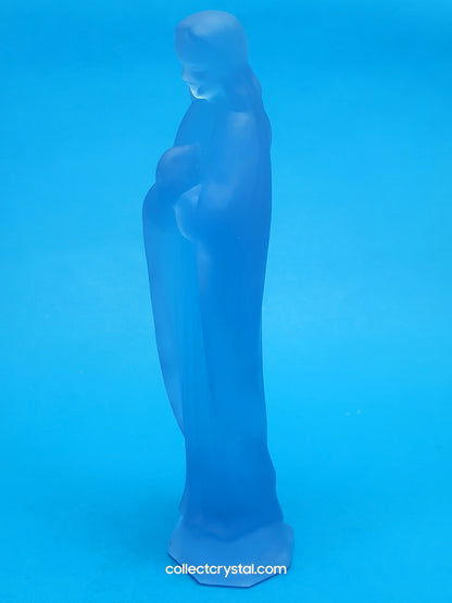 MOSSER Glass Religious Blue Satin  Virgin Mary 7" Figurine