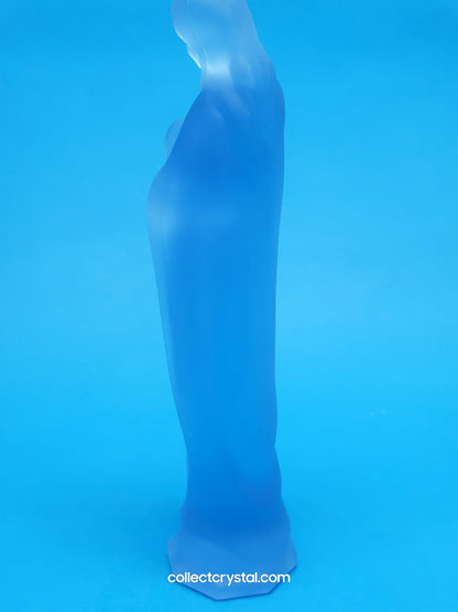 MOSSER Glass Religious Blue Satin  Virgin Mary 7" Figurine