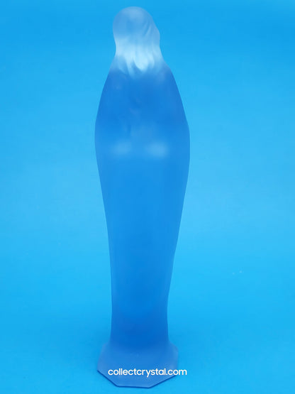 MOSSER Glass Religious Blue Satin  Virgin Mary 7" Figurine