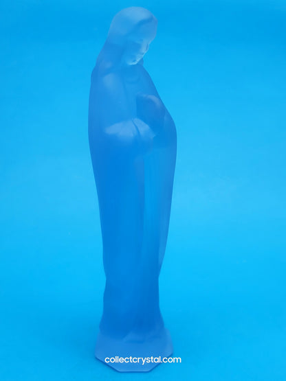 MOSSER Glass Religious Blue Satin  Virgin Mary 7" Figurine