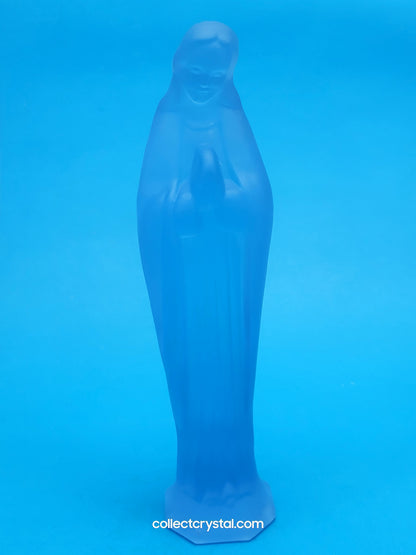 MOSSER Glass Religious Blue Satin  Virgin Mary 7" Figurine