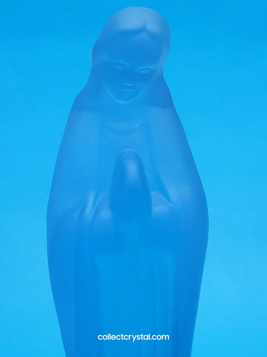 MOSSER Glass Religious Blue Satin  Virgin Mary 7" Figurine