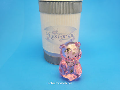 Fenton Bear Pink Hugs 4 you, in box  signed  Art Glass Sitting Bear Friends Forever