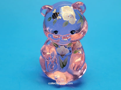 Fenton Bear Pink Hugs 4 you, in box  signed  Art Glass Sitting Bear Friends Forever