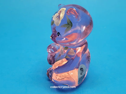 Fenton Bear Pink Hugs 4 you, in box  signed  Art Glass Sitting Bear Friends Forever