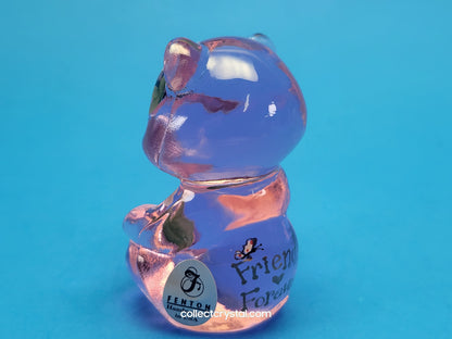 Fenton Bear Pink Hugs 4 you, in box  signed  Art Glass Sitting Bear Friends Forever