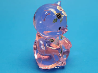 Fenton Bear Pink Hugs 4 you, in box  signed  Art Glass Sitting Bear Friends Forever