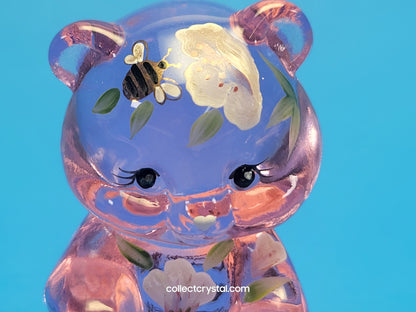 Fenton Bear Pink Hugs 4 you, in box  signed  Art Glass Sitting Bear Friends Forever