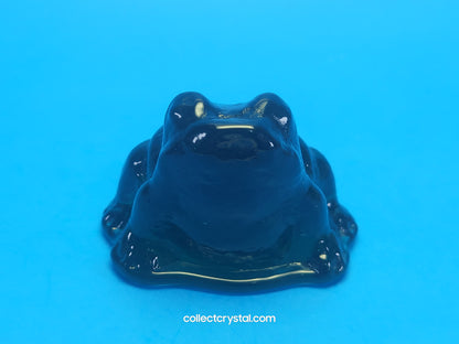 Wilkerson Frog Art Glass Dark Green 2"T x2 3/4"w shifts Toad Uranium
