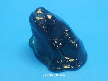 Wilkerson Frog Art Glass Dark Green 2"T x2 3/4"w shifts Toad Uranium