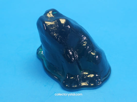 Wilkerson Frog Art Glass Dark Green 2"T x2 3/4"w shifts Toad Uranium