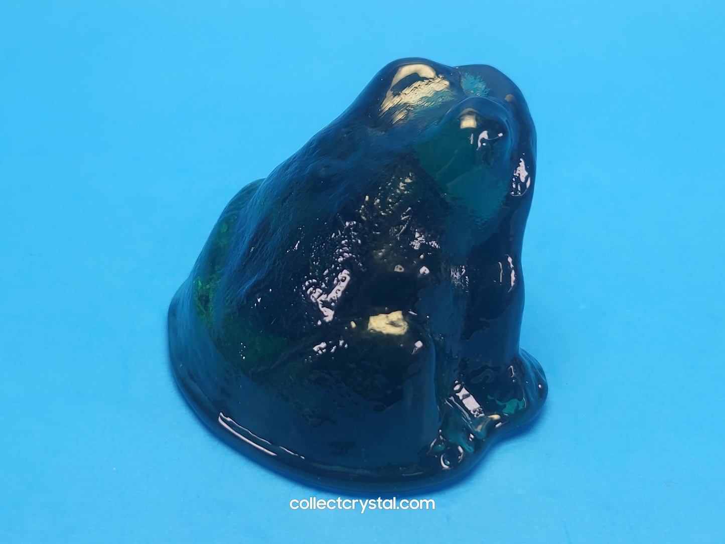 Wilkerson Frog Art Glass Dark Green 2"T x2 3/4"w shifts Toad Uranium