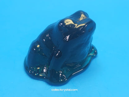Wilkerson Frog Art Glass Dark Green 2"T x2 3/4"w shifts Toad Uranium