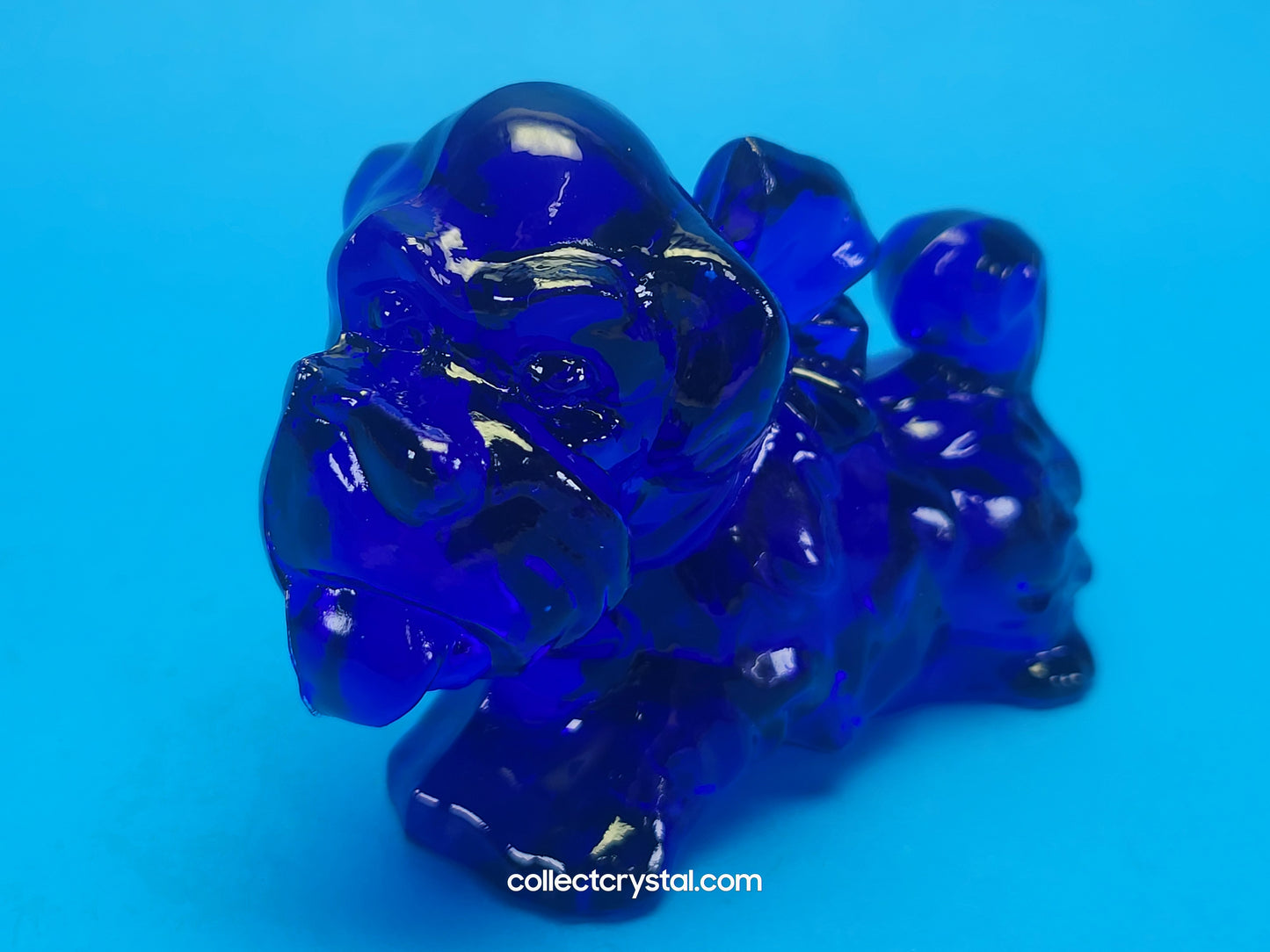 Boyd Art Glass Parlour Pup Terrier Cobalt Blue