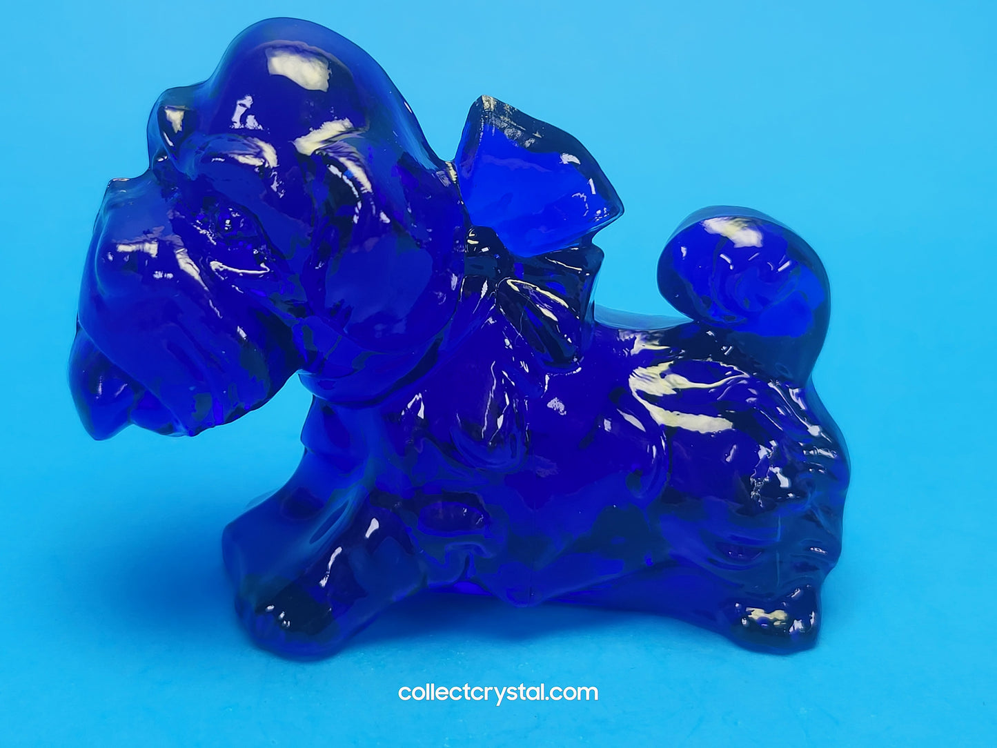 Boyd Art Glass Parlour Pup Terrier Cobalt Blue