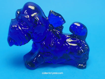 Boyd Art Glass Parlour Pup Terrier Cobalt Blue