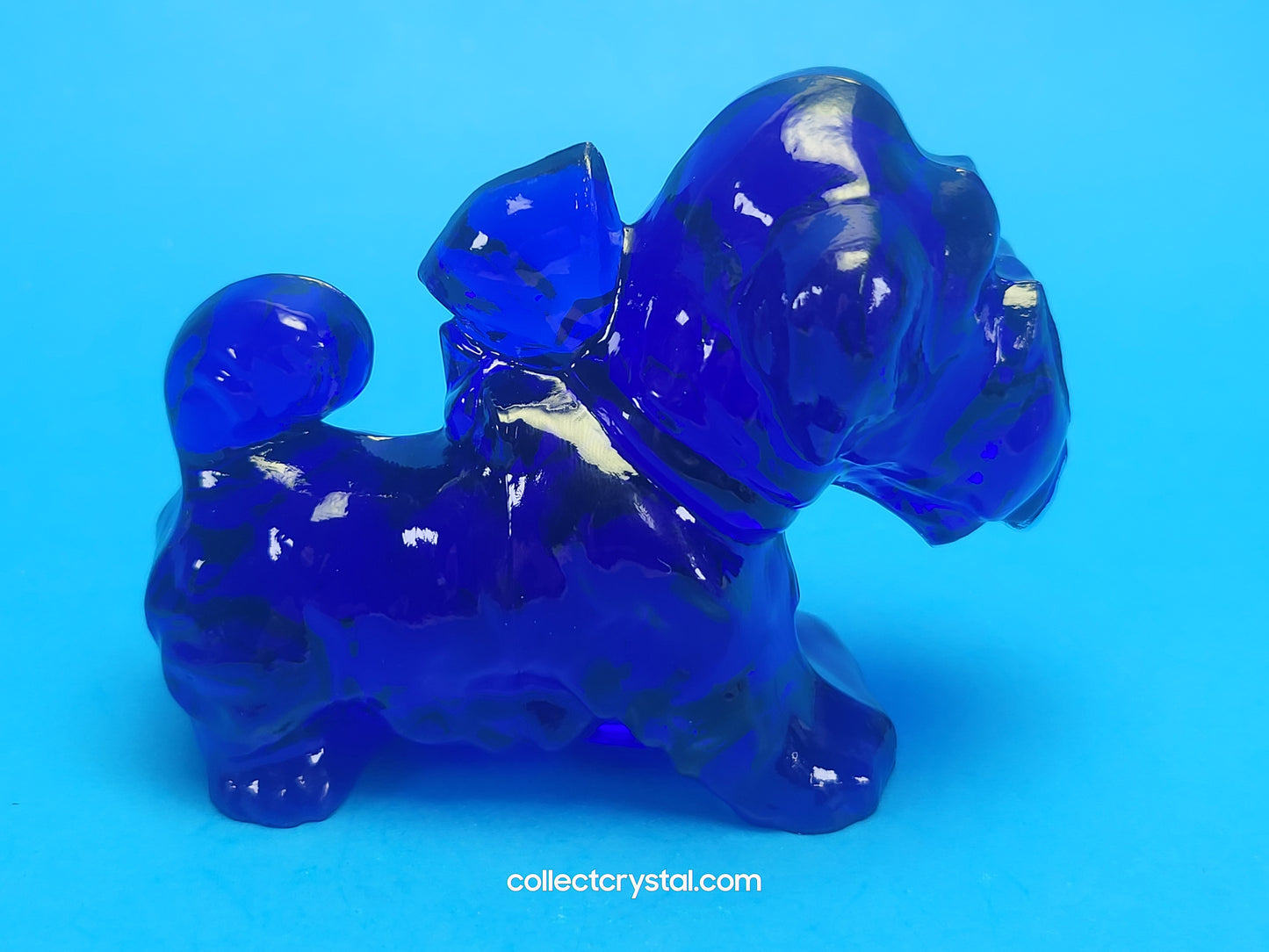 Boyd Art Glass Parlour Pup Terrier Cobalt Blue
