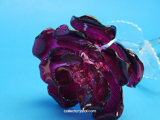 Waterford Crystal FLEUROLOGY2013  Plum Red Rose 14 1/2" mint in Box # 40007307