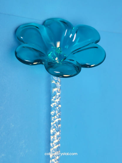 WATERFORD 2015 CRYSTAL FLEUROLOGY JADE PANSY FLOWER 11” Sculpture # 40030396