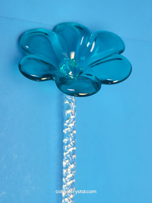 WATERFORD 2015 CRYSTAL FLEUROLOGY JADE PANSY FLOWER 11” Sculpture # 40030396