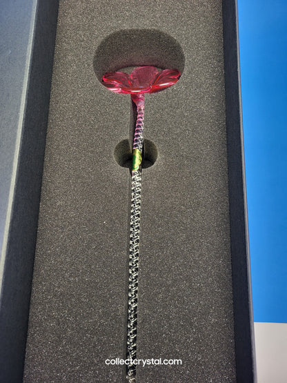 WATERFORD 2015 CRYSTAL FLEUROLOGY Pink PANSY FLOWER 11” Sculpture # 40030400