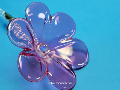 WATERFORD 2015 CRYSTAL FLEUROLOGY Pink PANSY FLOWER 11” Sculpture # 40030400