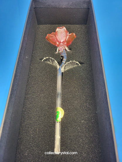 Waterford 2021 Fleurology small pink 8" long stem rose Flower # 1054996