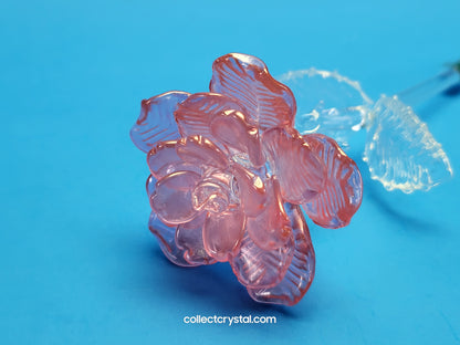 Waterford 2021 Fleurology small pink 8" long stem rose Flower # 1054996