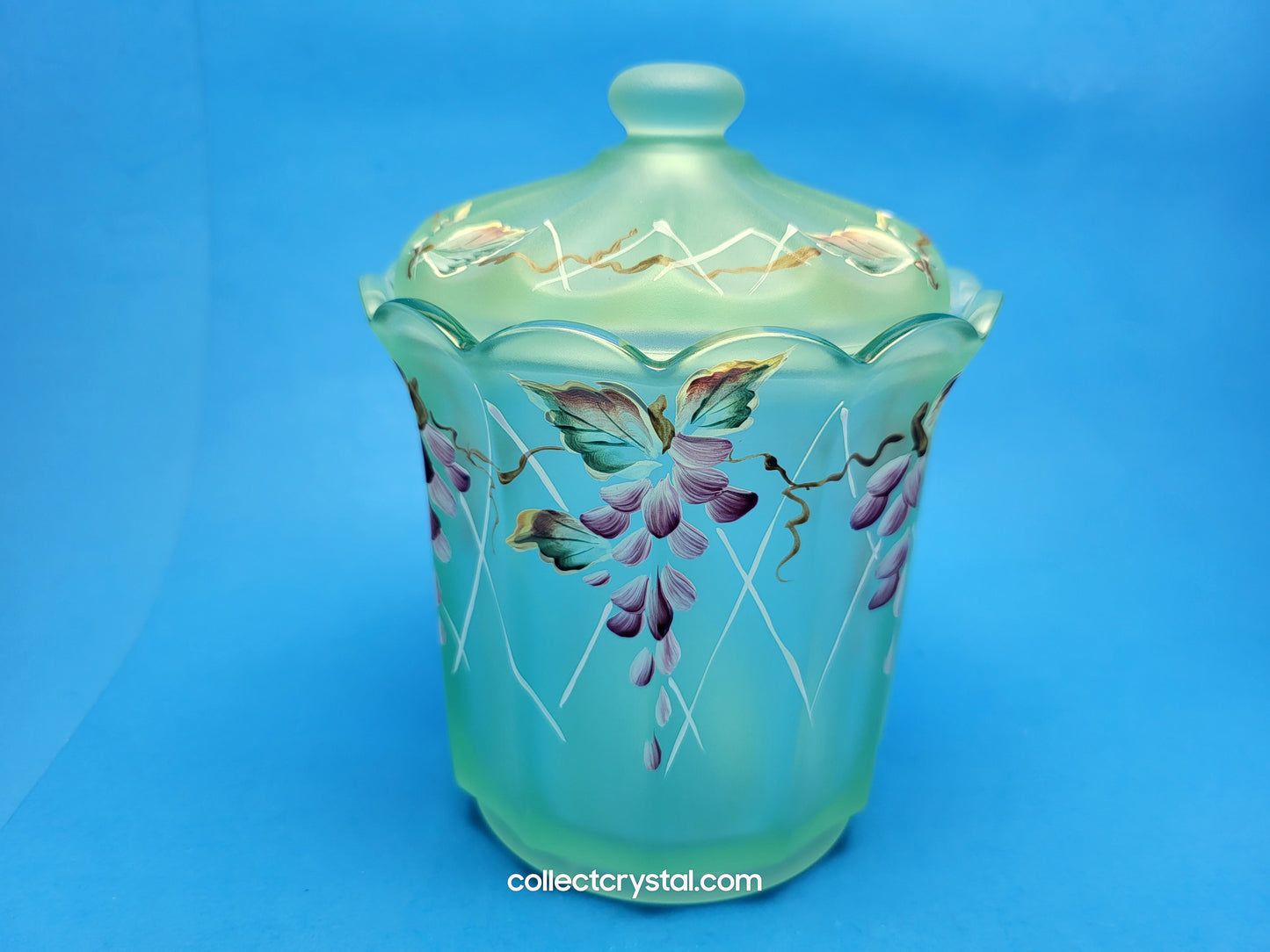 Fenton Designer Showcase Green Candy Dish w lid by Frances Burton LE 859/1950