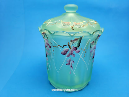 Fenton Designer Showcase Green Candy Dish w lid by Frances Burton LE 859/1950