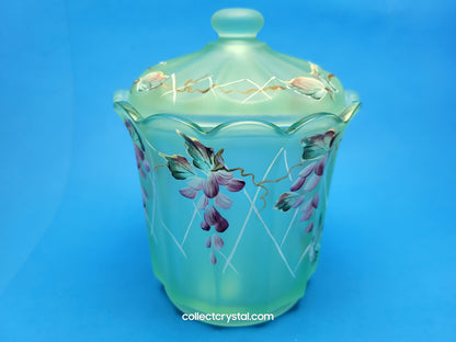 Fenton Designer Showcase Green Candy Dish w lid by Frances Burton LE 859/1950