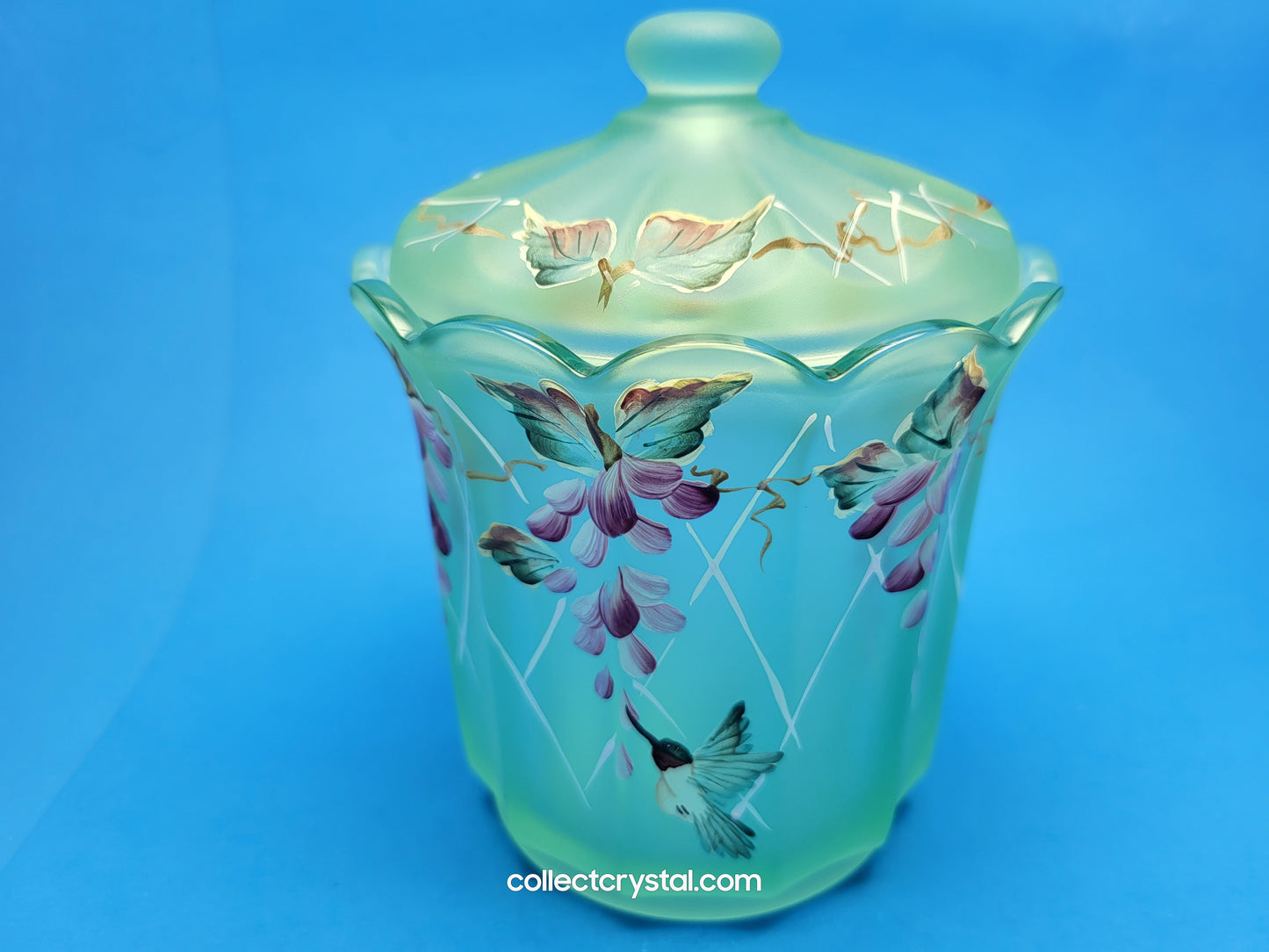 Fenton Designer Showcase Green Candy Dish w lid by Frances Burton LE 859/1950