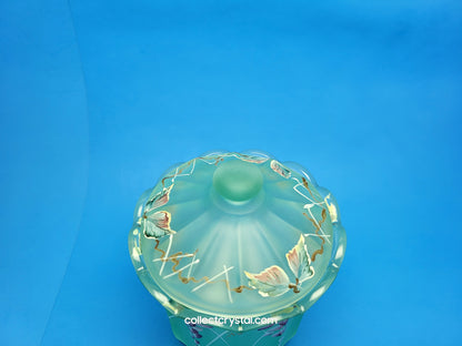 Fenton Designer Showcase Green Candy Dish w lid by Frances Burton LE 859/1950