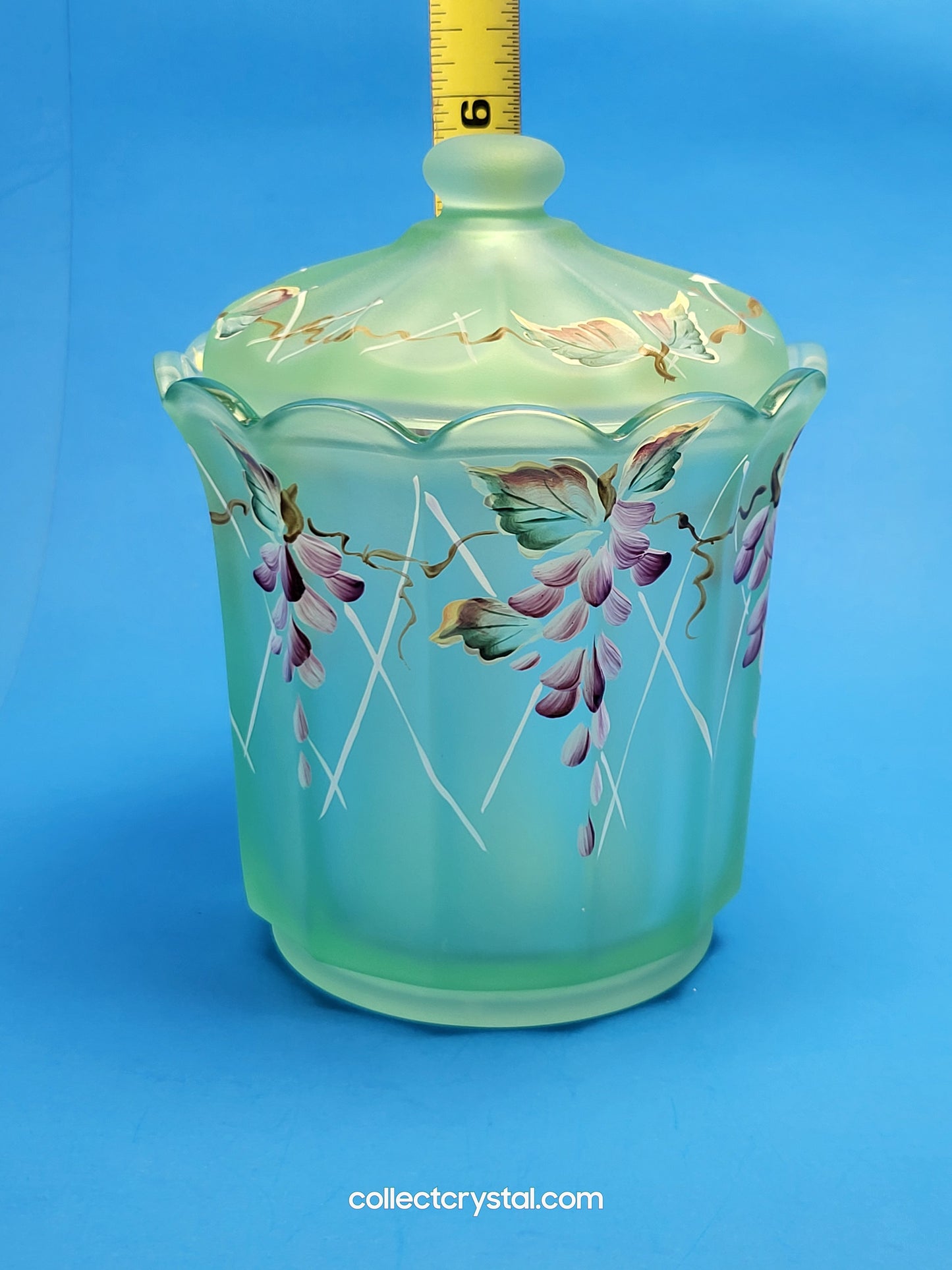 Fenton Designer Showcase Green Candy Dish w lid by Frances Burton LE 859/1950