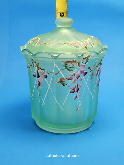 Fenton Designer Showcase Green Candy Dish w lid by Frances Burton LE 859/1950