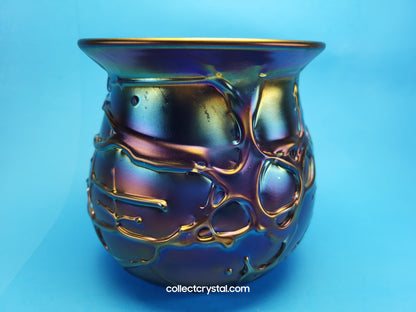 HAT Herb A. Thomas Hand Blown Artist Signed Iridescent Millefiori Art Glass Vase 6"